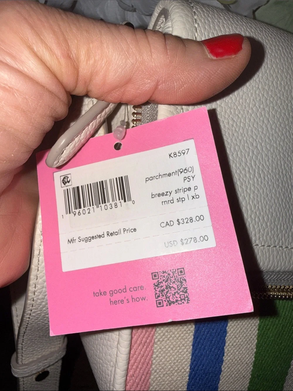 kate spade White Leather Crossbody with Multicolor Stripe Panel